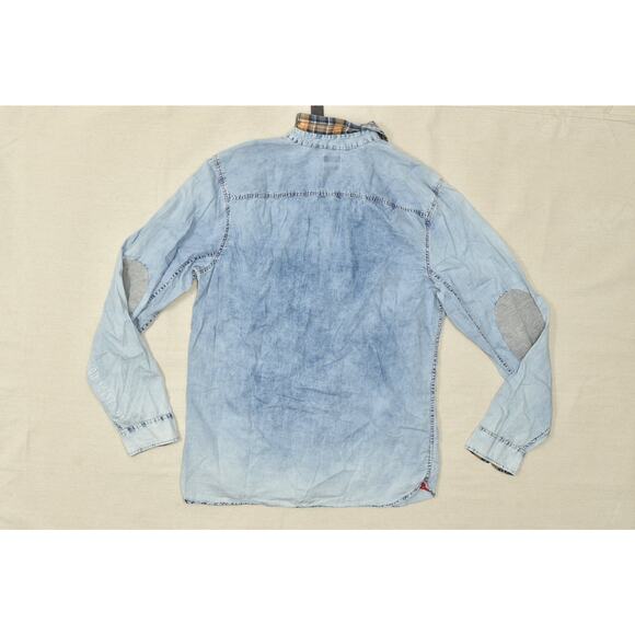 Buffalo David Bitton Men's Blue Acid Wash Slim Fit Pear Snap Button Shirt XXL - Picture 2 of 8